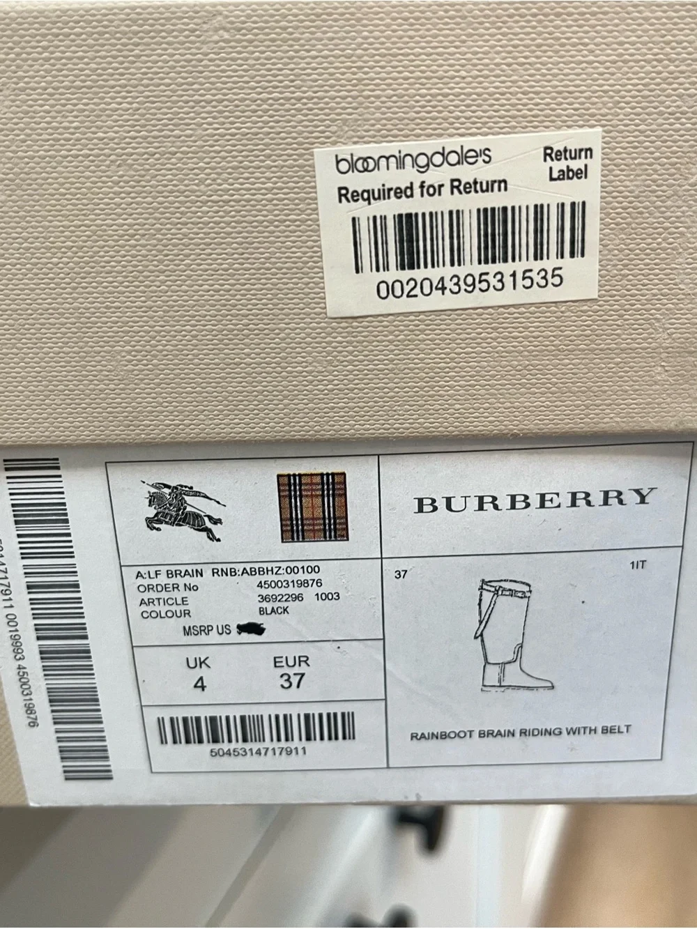 Burberry Black Tall Riding Rain Boots with Buckle Detail - Picture 8 of 8